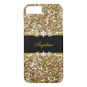 Coque iPhone 8/7 Parties scintillant Black Gold Diamond Jewond
