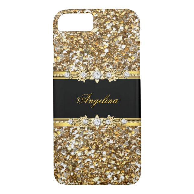 Coques Case-Mate iPhone Parties scintillant Black Gold Diamond Jewond (Dos)