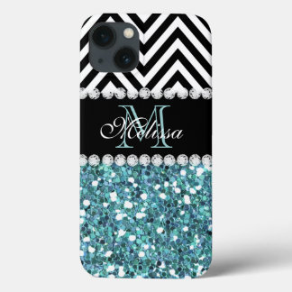 Case-Mate iPhone CASE PARTIES SCINTILLANT BLEU CHEVRON NOIR MONOGRAMMÉ