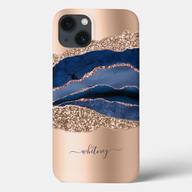 Coques Case-Mate iPhone Parties scintillant Bleu Marbre Faux Parties scint (Verso)