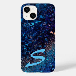 Coque Case-Mate iPhone Parties scintillant bleu marine monogramme