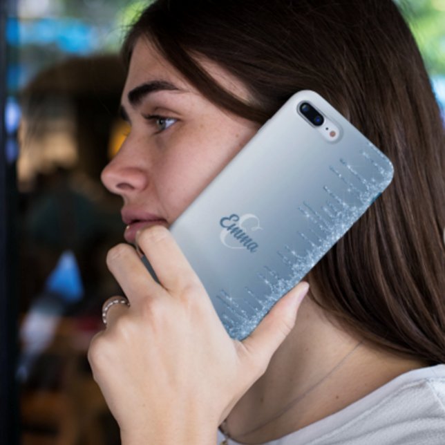 Coques Case-Mate iPhone Parties scintillant bleu moderne éclaboussures Nom (Créateur téléchargé)