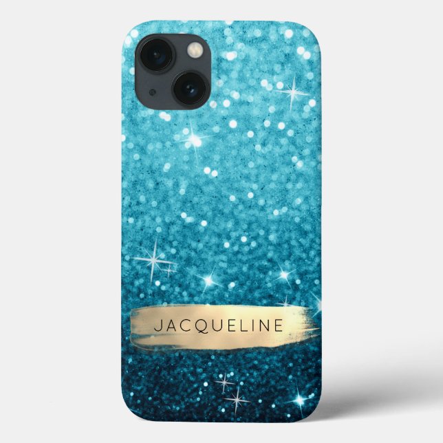 Coques Case-Mate iPhone Parties scintillant Bleue Fille sur Pinceau Or Éto (Verso)