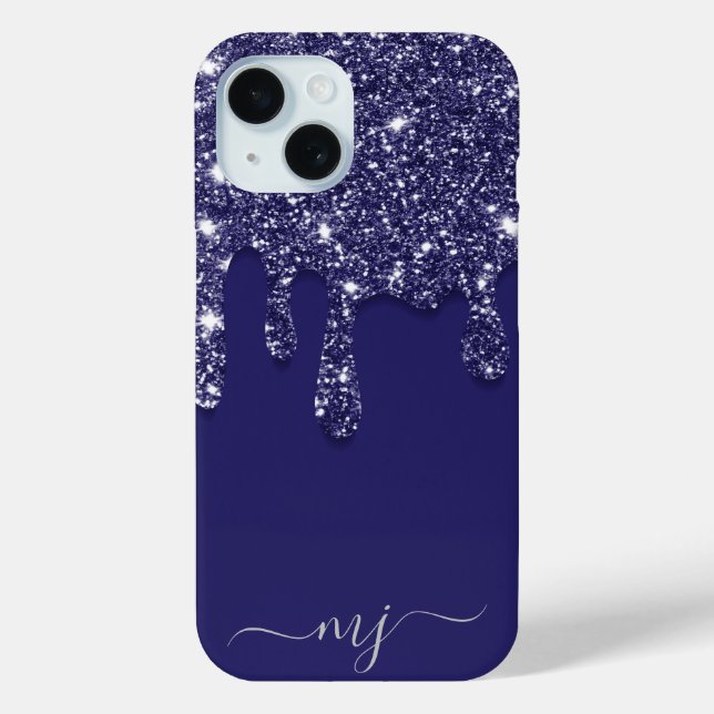 Coques Case-Mate iPhone Parties scintillant bleue marine moderne élégant (Verso)