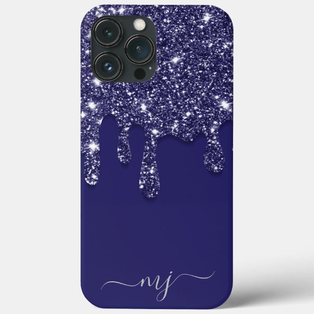 Coques Case-Mate iPhone Parties scintillant bleue marine moderne élégant (Verso)