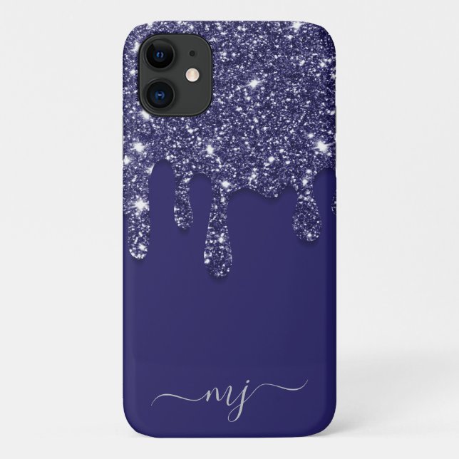 Coques Case-Mate iPhone Parties scintillant bleue marine moderne élégant (Dos)