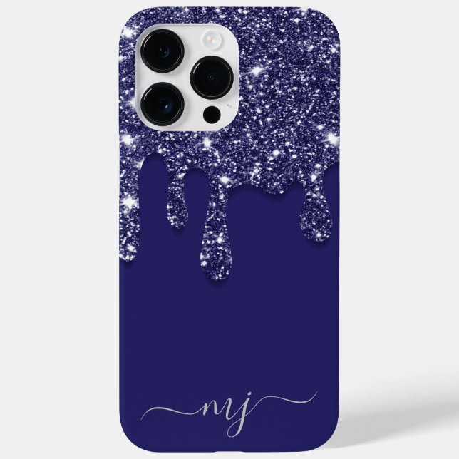 Coques Case-Mate iPhone Parties scintillant bleue marine moderne élégant (Verso)