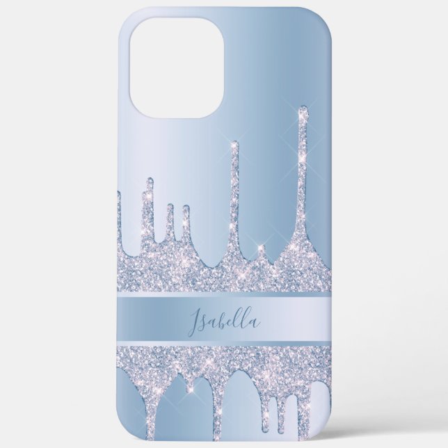 Coques Case-Mate iPhone Parties scintillant bleue moderne gouttes sur mesu (Verso)
