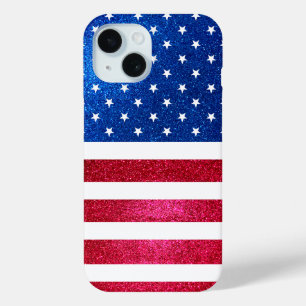 Coque Case-Mate iPhone Parties scintillant Bleue Rouge Drapeau Patriotiqu