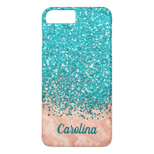 Case-Mate iPhone Case Parties scintillant bleue turquoise et marbre oran