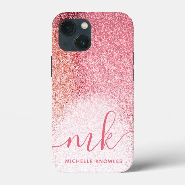 Coques Case-Mate iPhone Parties scintillant Blush Rose Rose Or Script Mono (Verso)