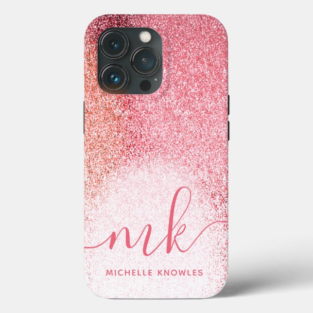 Coques Case-Mate iPhone Parties scintillant Blush Rose Rose Or Script Mono (Verso)