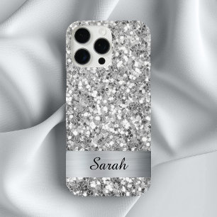 Coque iPhone 16 Pro Max Parties scintillant Carré en argent Shimmer Strip 