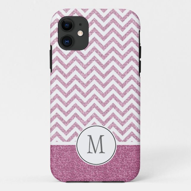 Coques Case-Mate iPhone Parties scintillant Chevron de Glam Faux rose (Dos)