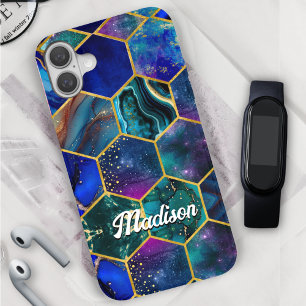 Coque Pour iPhone 16 Parties scintillant chic en faux girly bleu turquo