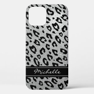 Coques Pour iPhone Parties scintillant d'argent personnalisée leopar