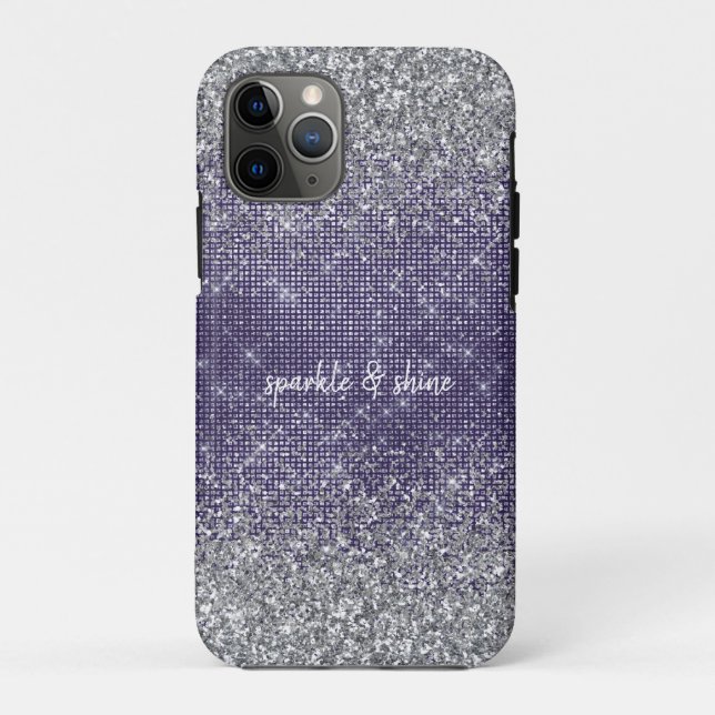 Coques Case-Mate iPhone Parties scintillant d'argent pourpre (Dos)