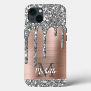 Case-Mate iPhone Case Parties scintillant d'argent Rose Monogramme métal