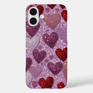 Coque Pour iPhone 16 Plus Parties scintillant D'ARGENT ROUGE PURPLE REGARDER