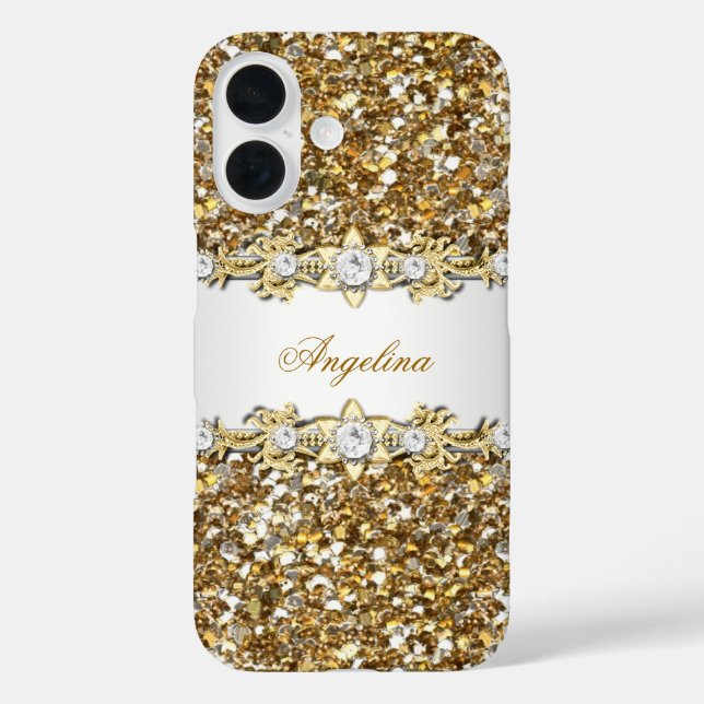 Coques Case-Mate iPhone Parties scintillant de bijoux en or blanc argent (Verso)