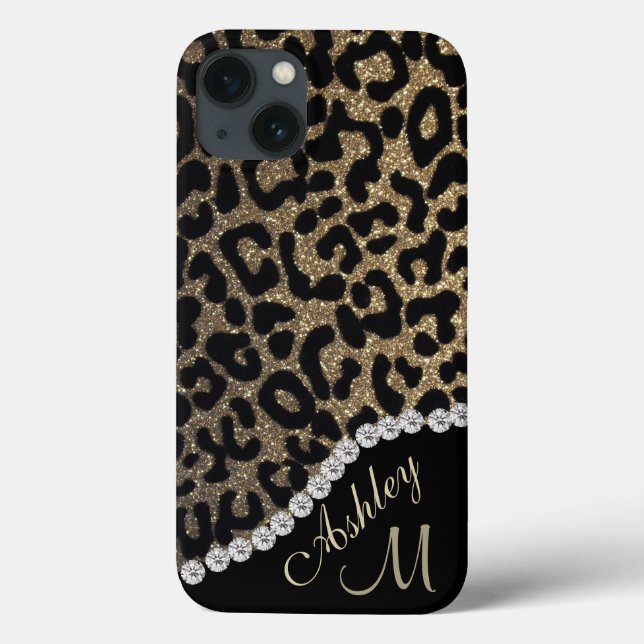 Coques Case-Mate iPhone Parties scintillant de diamant et léopard Monogram (Verso)