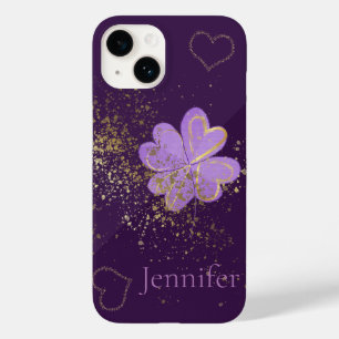 Coque Case-Mate iPhone Parties scintillant de trèfle violet personnalisé