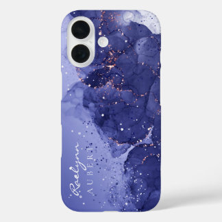 Coque Pour iPhone 16 Parties scintillant d'encre couleur violet foncé p