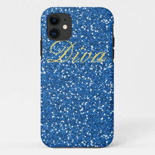 Coque iPhone 11 Parties scintillant Diva Blue Faux