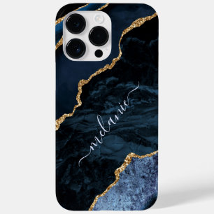 Coque Case-Mate iPhone Parties scintillant d'or bleu marine Nom personnal