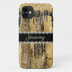 Case-Mate iPhone Case Parties scintillant d'or noir Nom du diamant à pe