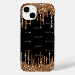 Coque Case-Mate iPhone Parties scintillant d'or noir nom glamour