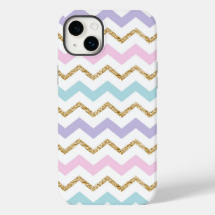 Coque Case-Mate iPhone Parties scintillant d'or Pastel Motif Zigzag