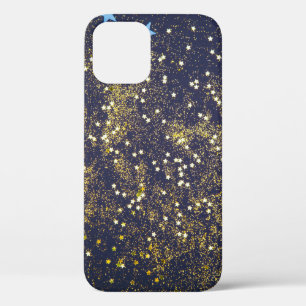 Case-Mate iPhone Case Parties scintillant dorée et étoiles bleues scinti