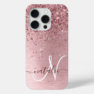 Coque Case-Mate iPhone Parties scintillant en métal brossé rose pâle Nom 