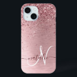 Coque Case-Mate iPhone Parties scintillant en métal brossé rose pâle Nom<br><div class="desc">Personnalisez facilement ce design de boîtier de téléphone chic et branché avec une jolie parties scintillant brillante rose vif sur un arrière - plan métallique brossé rose vif.</div>