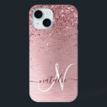 Coque Case-Mate iPhone Parties scintillant en métal brossé rose pâle Nom<br><div class="desc">Personnalisez facilement ce design de boîtier de téléphone chic et branché avec une jolie parties scintillant brillante rose vif sur un arrière - plan métallique brossé rose vif.</div>