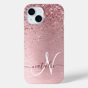 Coque Case-Mate iPhone Parties scintillant en métal brossé rose pâle Nom 
