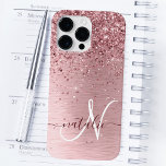 Coque Case-Mate iPhone Parties scintillant en métal brossé rose pâle Nom<br><div class="desc">Personnalisez facilement ce design branché de boîtier de téléphone chic avec une jolie parties scintillant brillante rose vif sur un arrière - plan métallique brossé rose vif.</div>