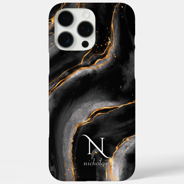 Coques Case-Mate iPhone Parties scintillant en or foncé de nuit marbre per (Verso)