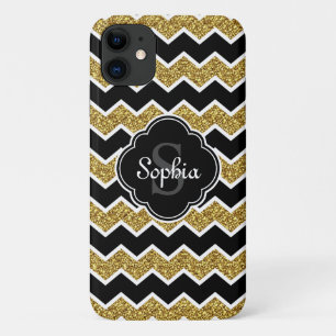 Case-Mate iPhone Case Parties scintillant en or noir blanc Motif Chevron