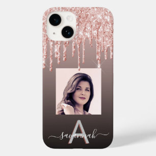 Coque Case-Mate iPhone Parties scintillant en or rose noir gouttes photo 