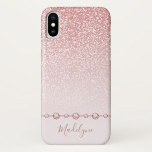 Case-Mate iPhone Case Parties scintillant en or rose pâle Ombre Rhinesto