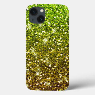 iPhone 13 Case Parties scintillant en or vert clair chatoyantes