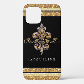 Case-Mate iPhone Case Parties scintillant Fleur de Lis Or Noir Français 