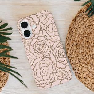 Coques iPhone 16 Parties scintillant Gold Faux rose   Lattice flora