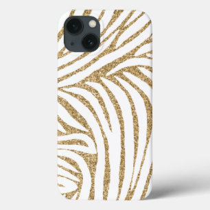 iPhone 13 Case Parties scintillant Gold Faux Zebra Print