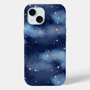 Coque Case-Mate iPhone Parties scintillant Gold Stars Dark Blue Sky Motif