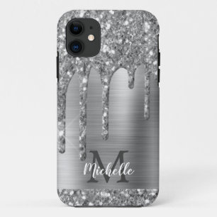 Case-Mate iPhone Case Parties scintillant gris argent monogramme gouttes