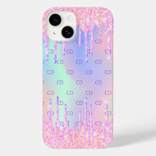 Coque Case-Mate iPhone Parties scintillant holographique rose gouttes mon