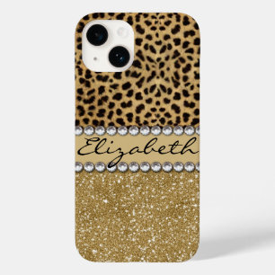 Coque Case-Mate iPhone Parties scintillant Leopard Spot Gold Rhinestone